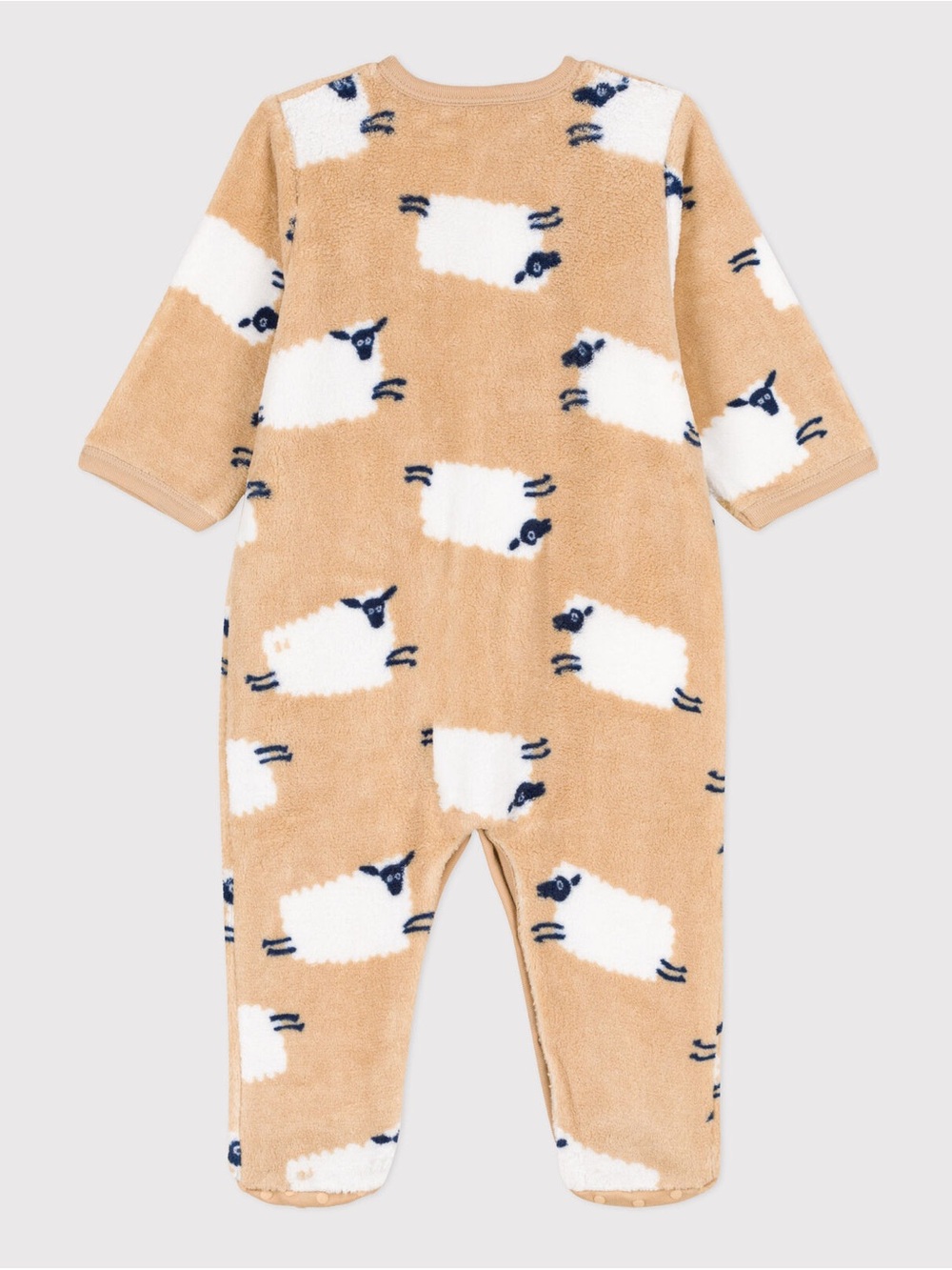 Baby Cozy Sheep-Print Fleece Onesie - Tan/White - 12M (74cm) - Picture 3 of 10